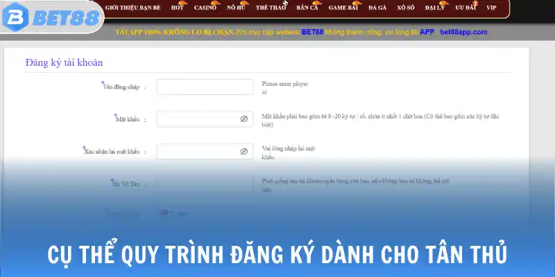 Cụ thể quy trình đăng ký dành cho tân thủ